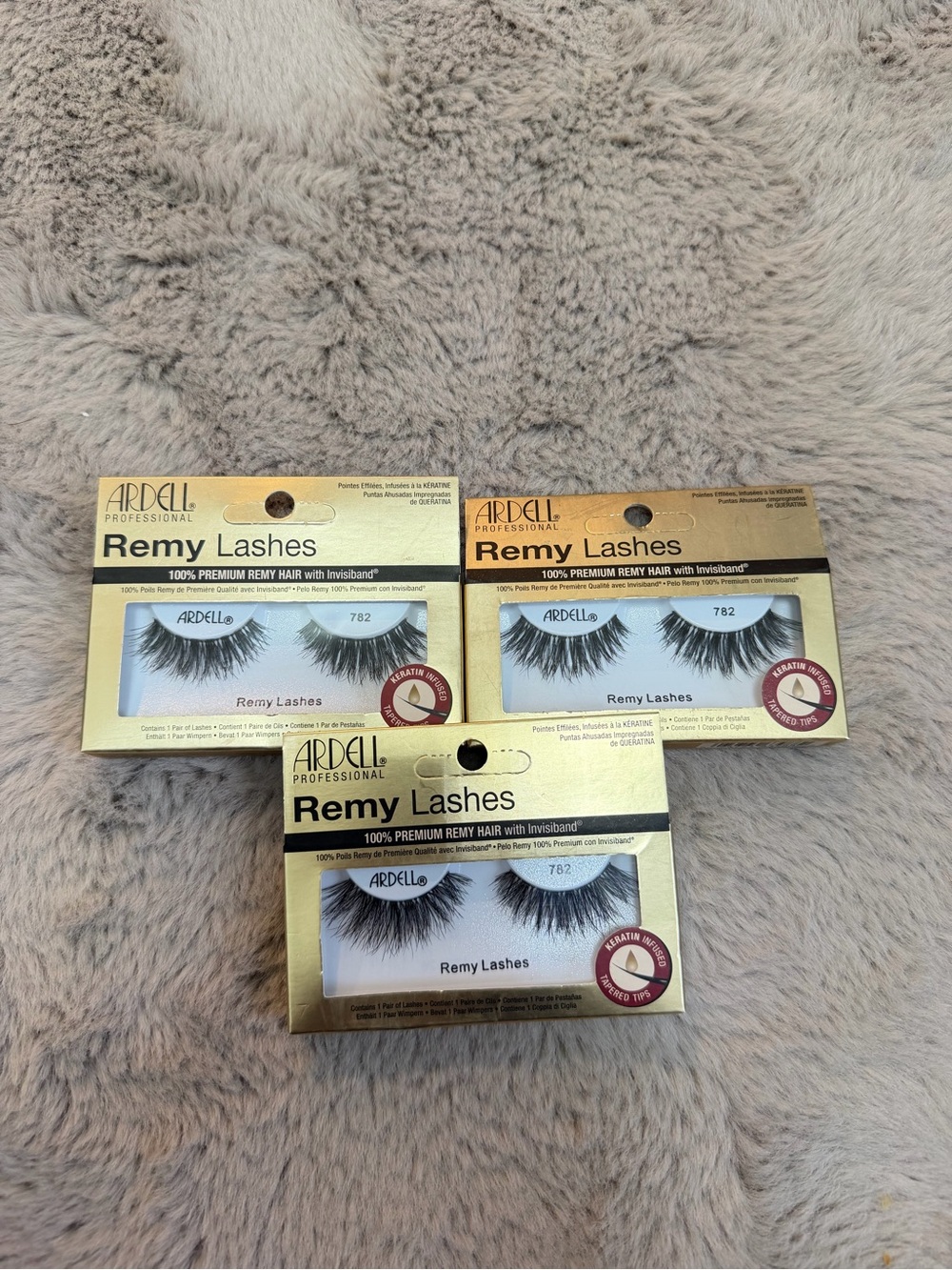 Lot Of 3 Ardell Remy Lashes 782 - Black Faux Mink Dramatic Wispy Trio Eye Lashes